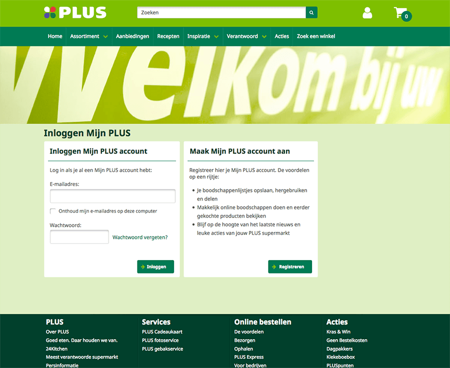 stap 1 - registeren op plus-nl